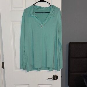Women's Teal Long Sleeve Quarter Zip Pullover - xxl